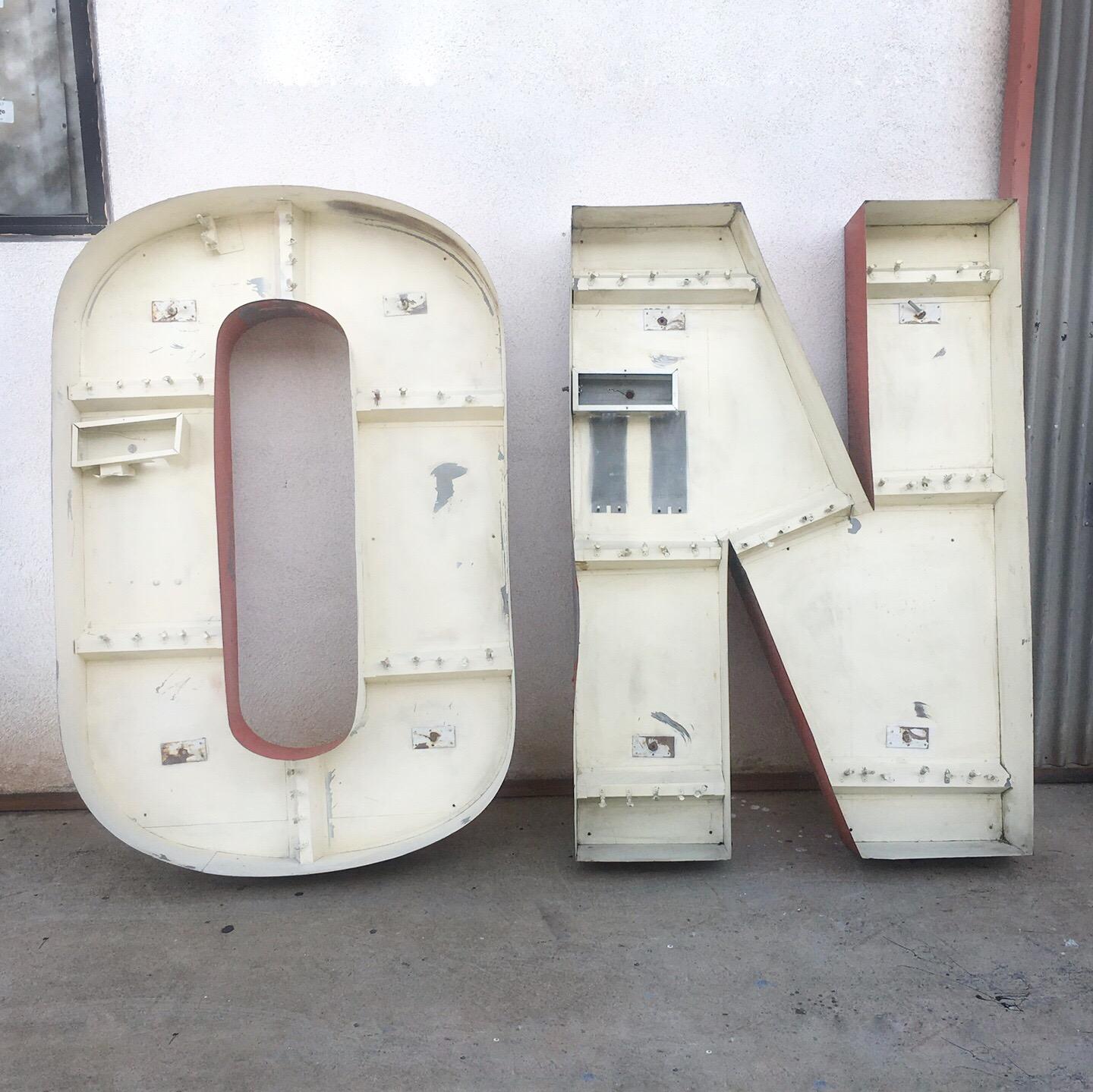 Cut Steel Huge Weathered on Industrial Sign For Sale