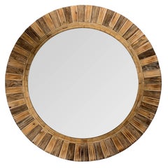 Huge Weathered Wood Frame Sunburst Mirror