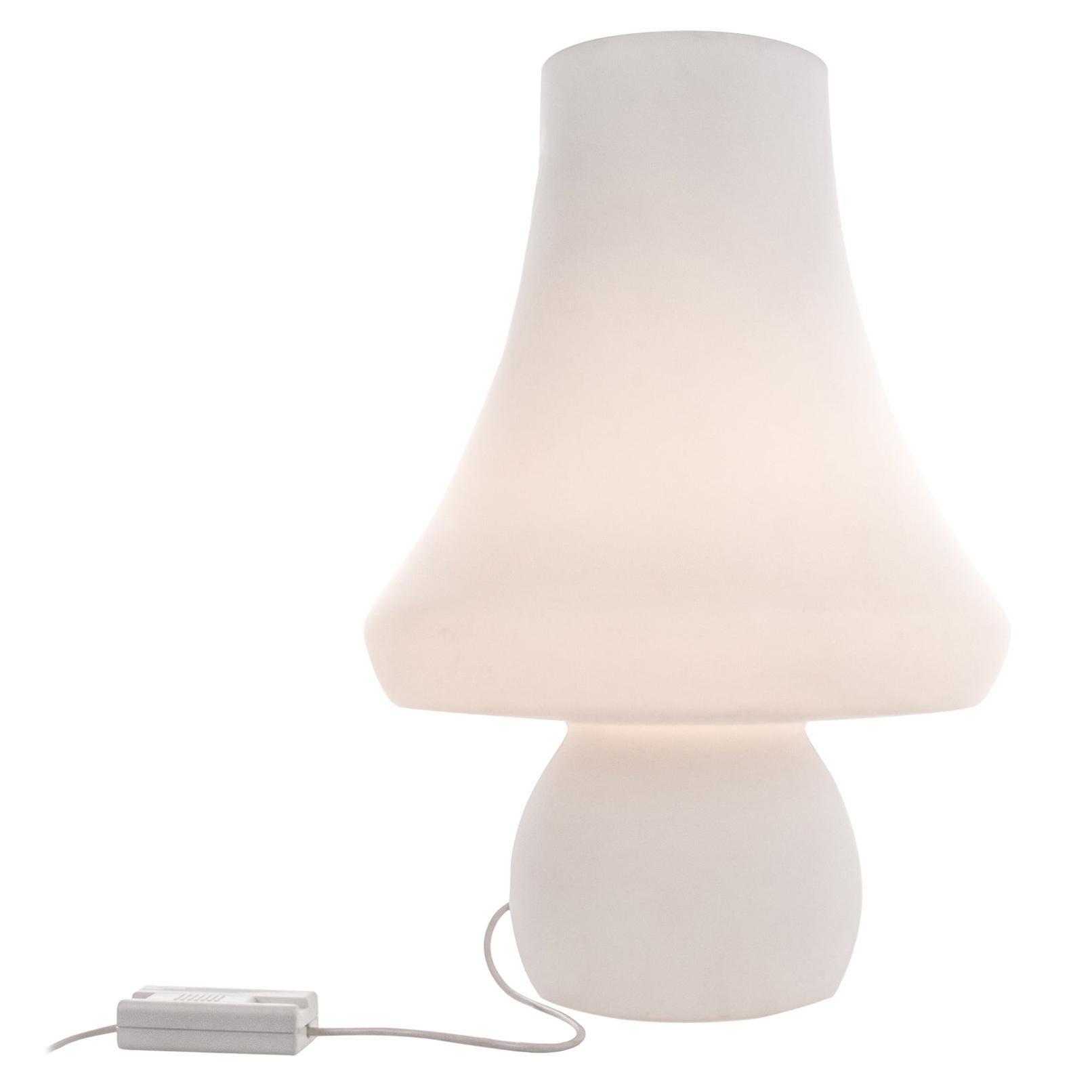 1960 De Majo Huge Mushroom Table Lamp White Murano Glass For Sale