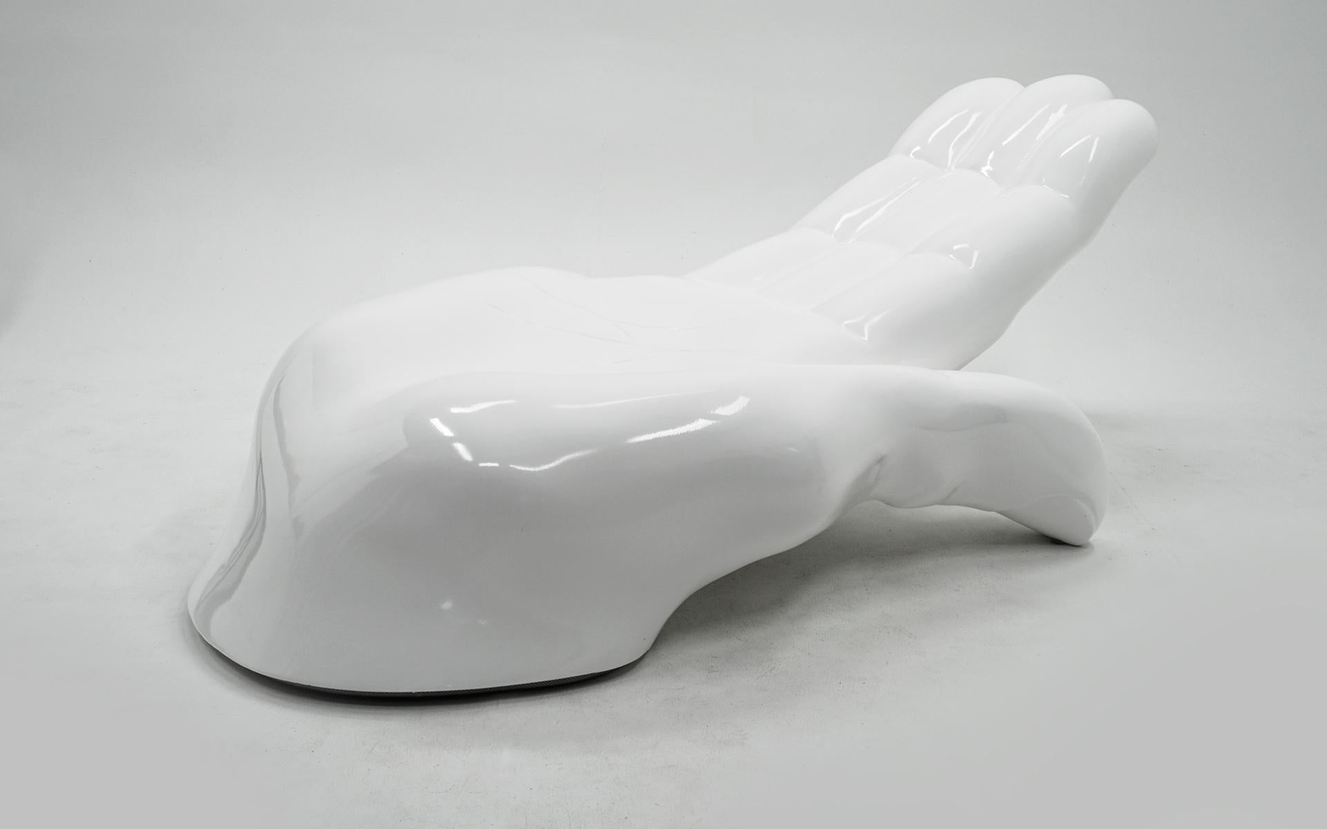 American Huge White Fiberglass Hand Sculpture / Chaise, 1960s, Restored