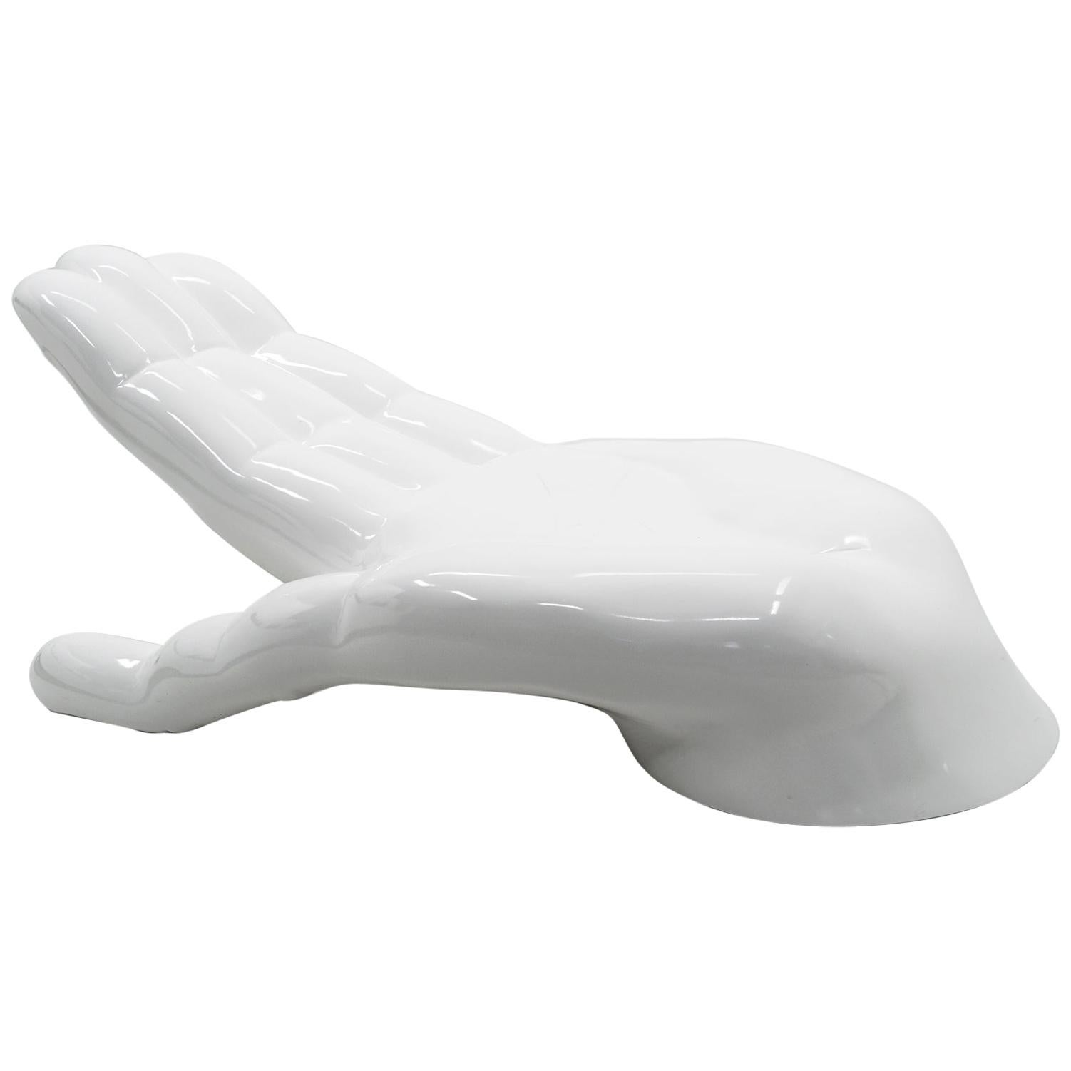 Huge White Fiberglass Hand Sculpture / Chaise, 1960s, Restored