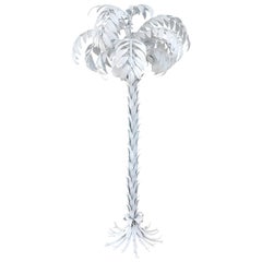 Huge White Metal Palm Tree Floor Lamp by Hans Kögl, Germany, 1970s