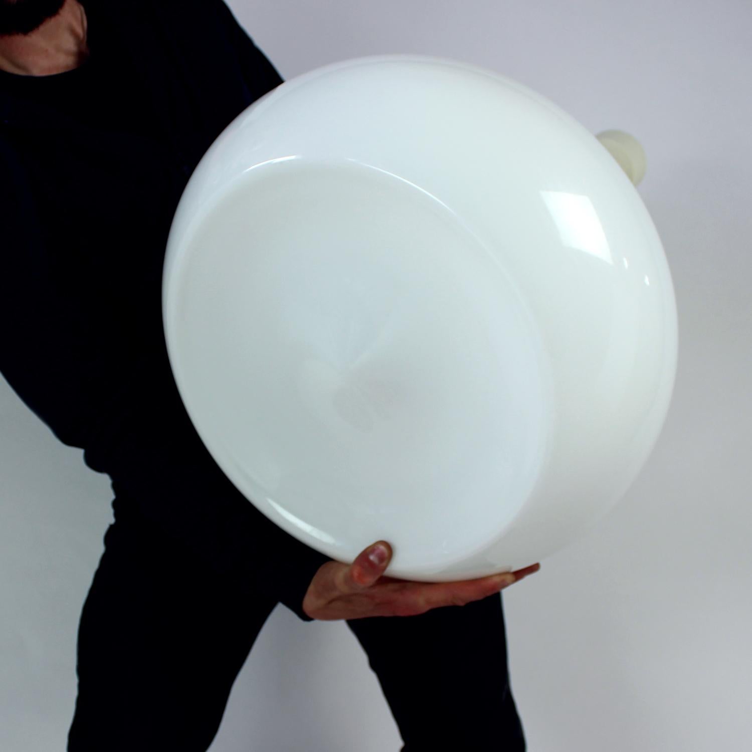 Huge White Opaline Ceiling Lamp, Czechoslovakia 1960s For Sale 4