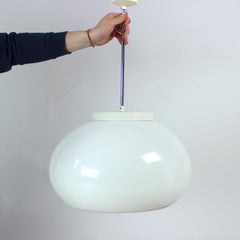Huge White Opaline Ceiling Lamp, Czechoslovakia 1960s