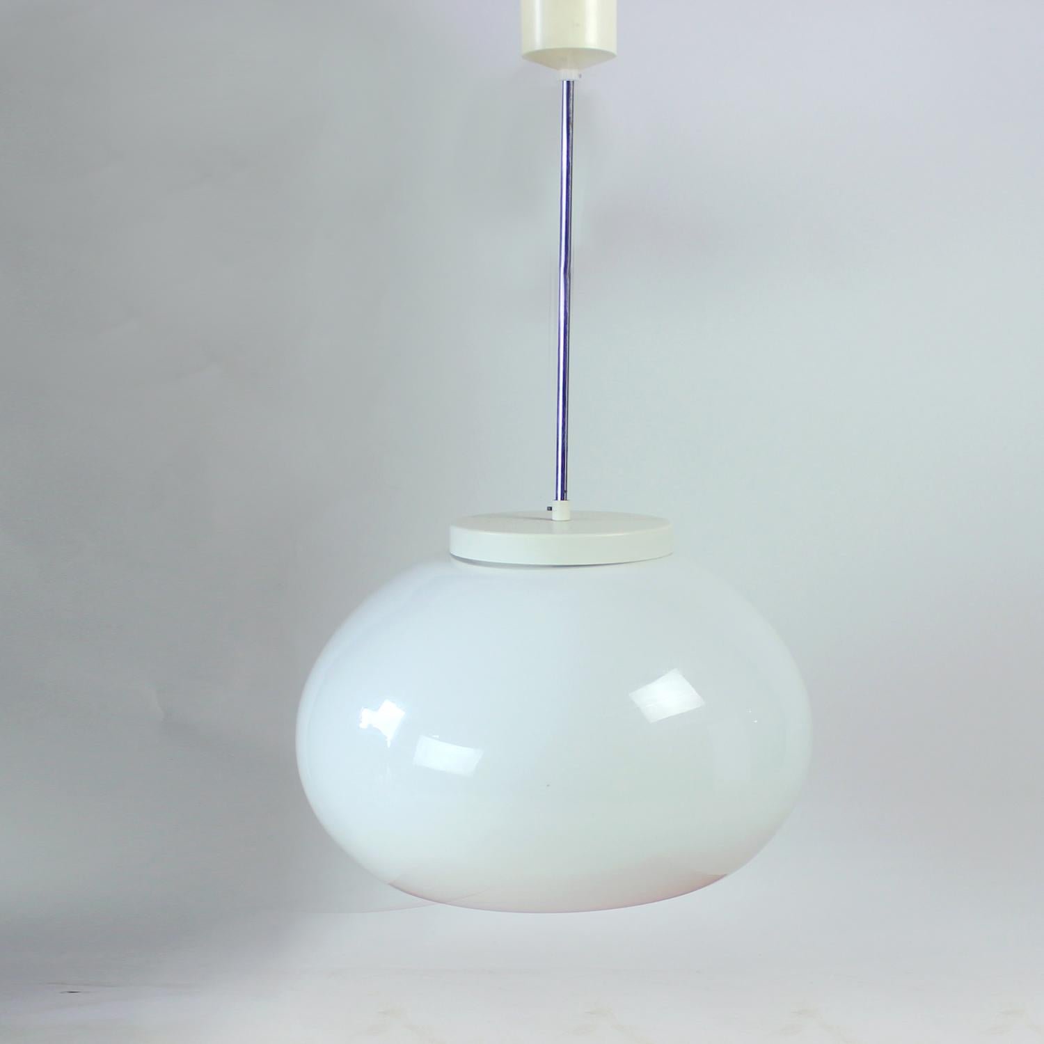 Mid-Century Modern Huge White Opaline Ceiling Lamp, Czechoslovakia 1960s For Sale