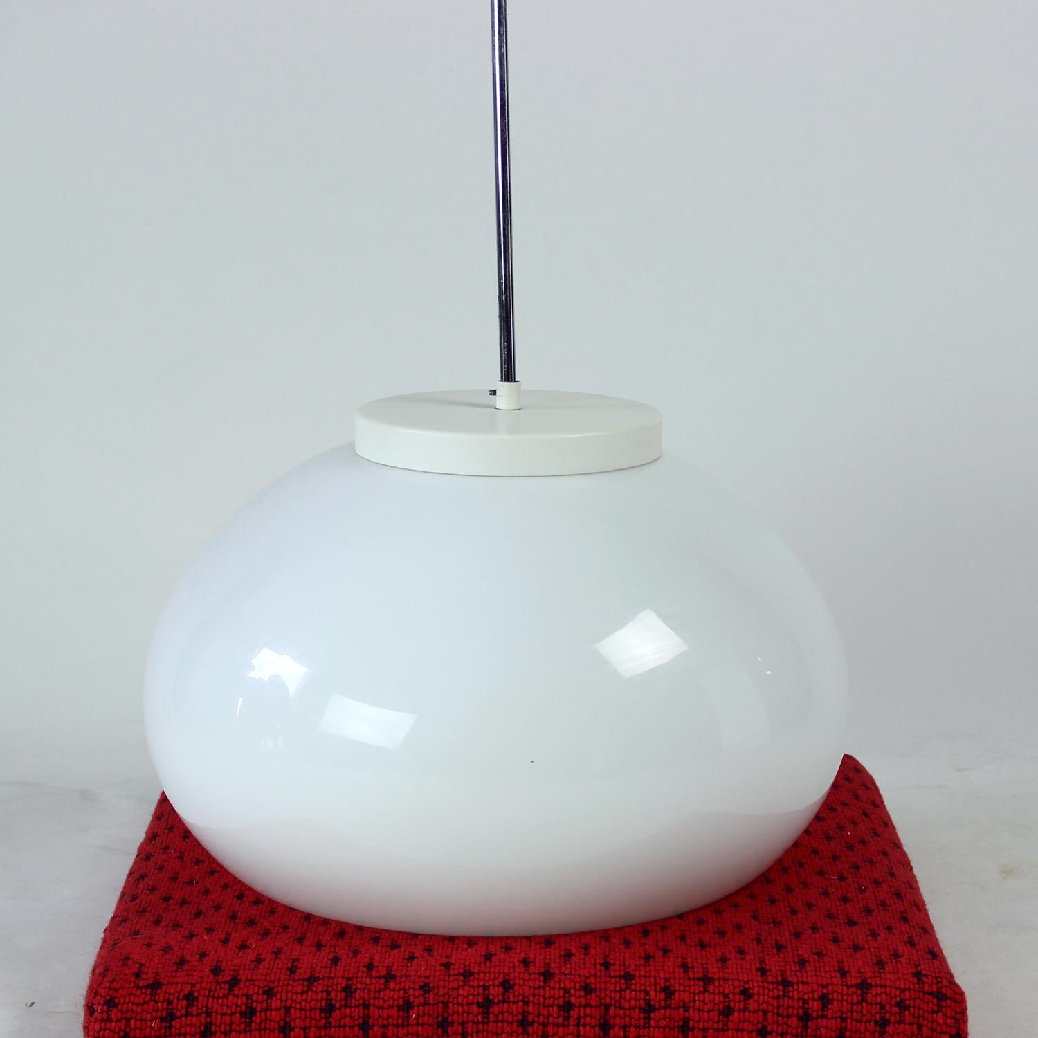 Huge White Opaline Ceiling Lamp, Czechoslovakia 1960s For Sale 1