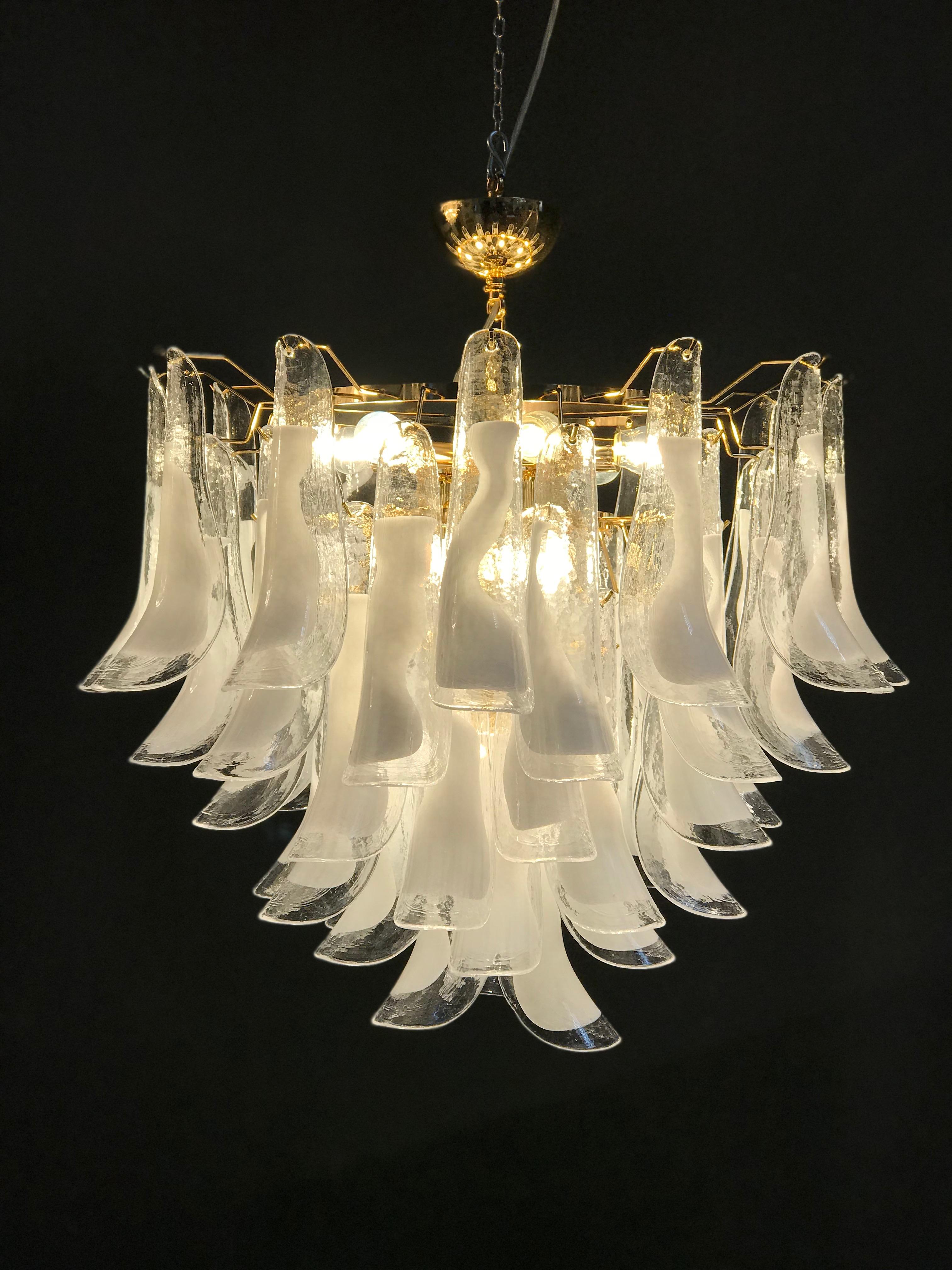 Huge White Tulip Petals Murano Chandelier or Ceiling Light For Sale 3