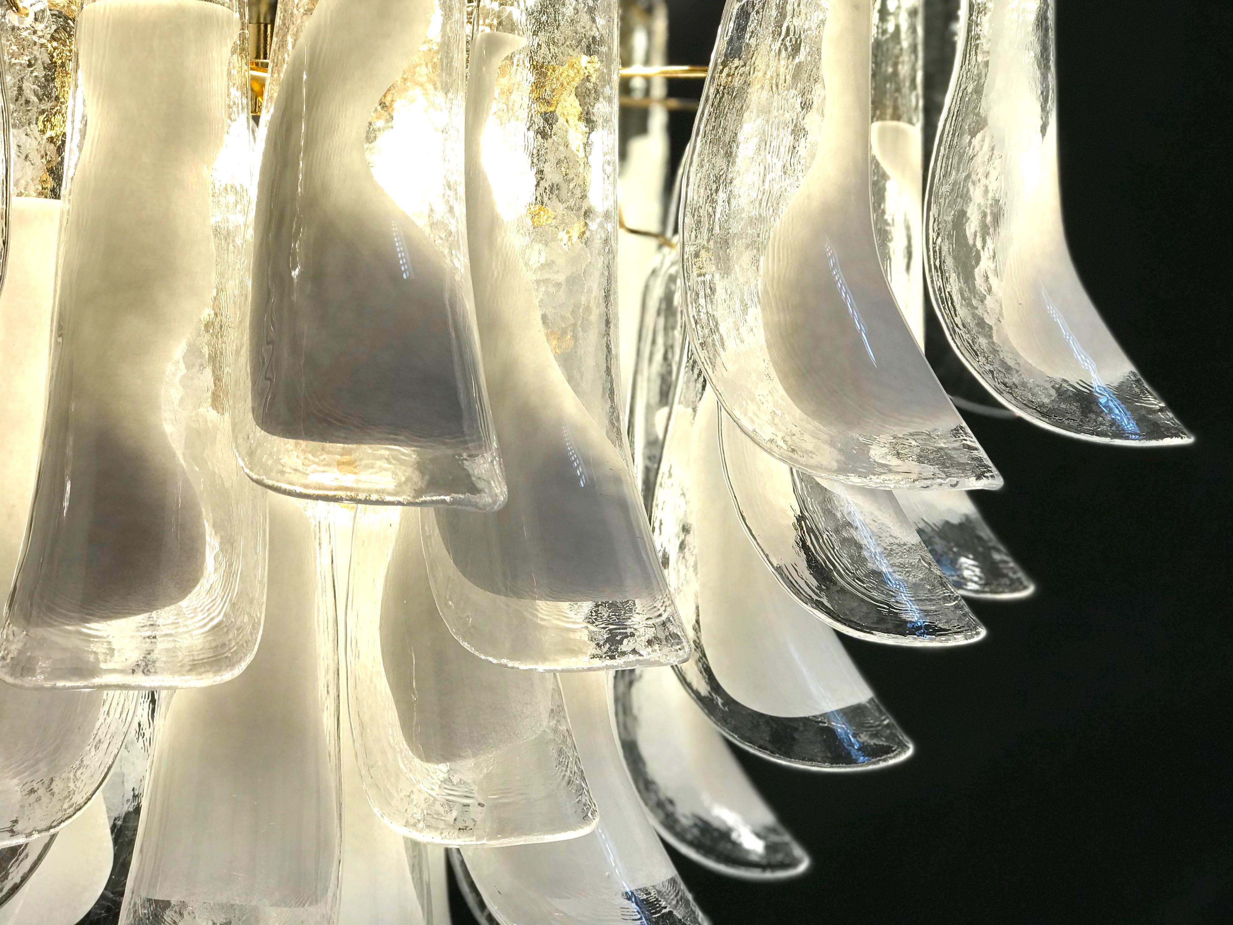 Huge White Tulip Petals Murano Chandelier or Ceiling Light For Sale 3