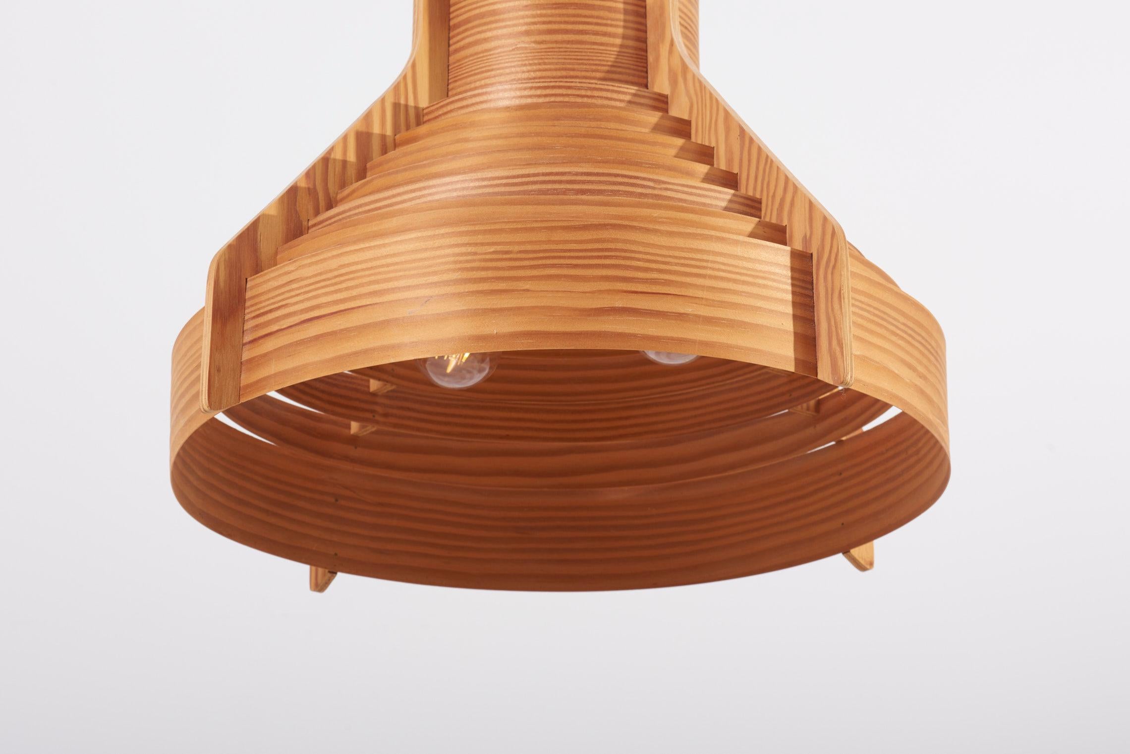 Huge Wooden Pendant Lamp by Hans-Agne Jakobsson for AB Ellysett Markaryd, Sweden 4