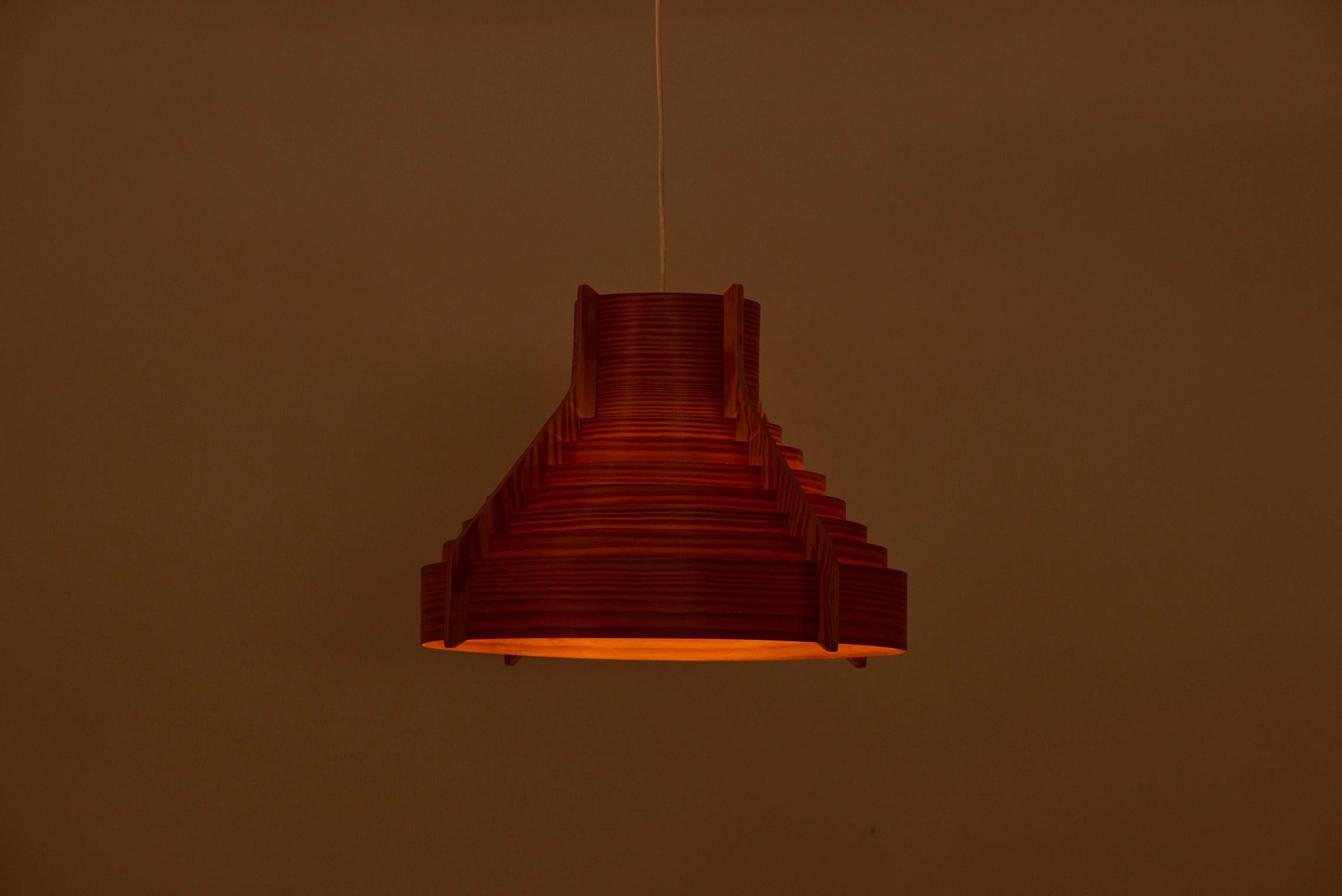 Huge Wooden Pendant Lamp by Hans-Agne Jakobsson for AB Ellysett Markaryd, Sweden In Good Condition In Berlin, DE