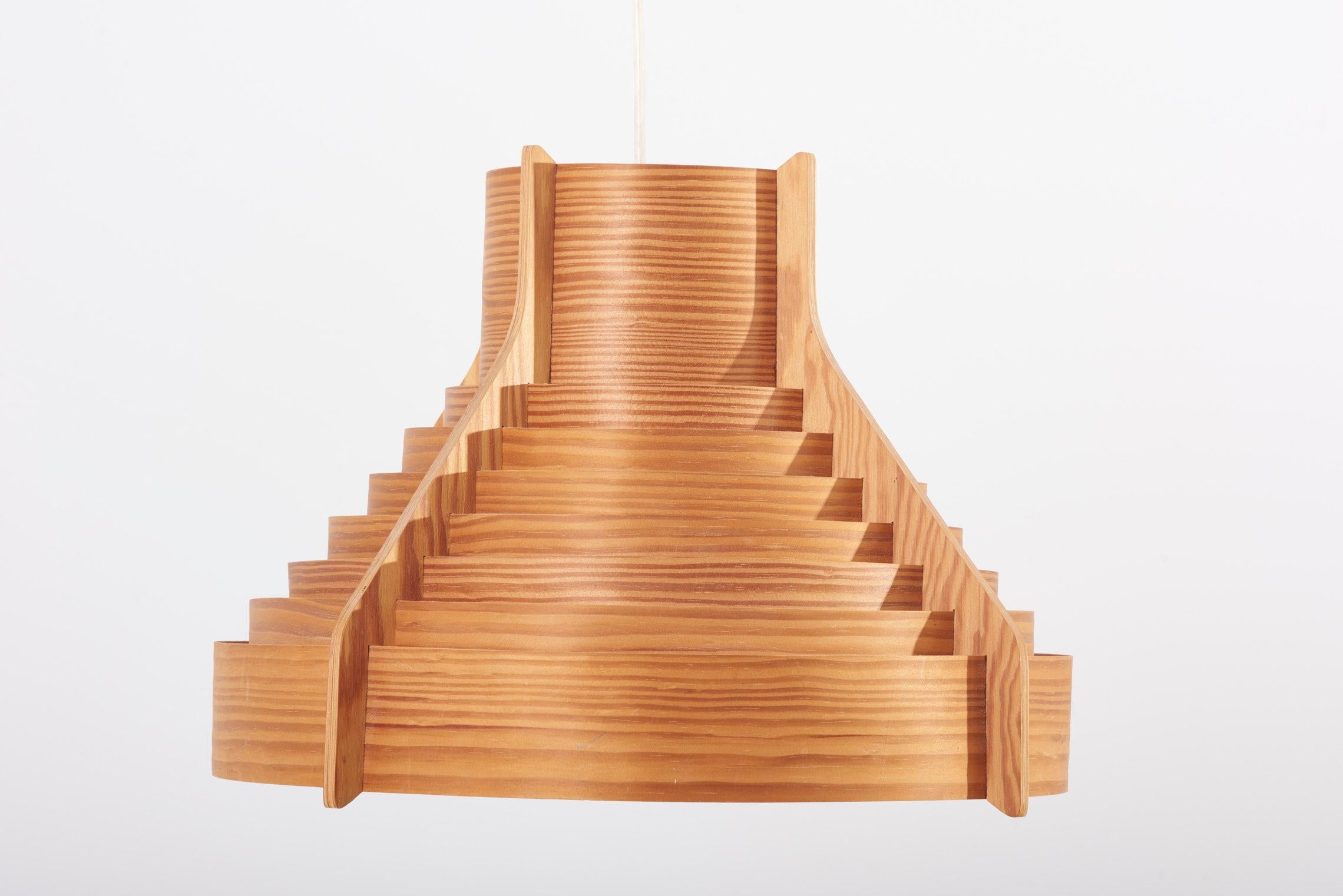 Huge Wooden Pendant Lamp by Hans-Agne Jakobsson for AB Ellysett Markaryd, Sweden 2