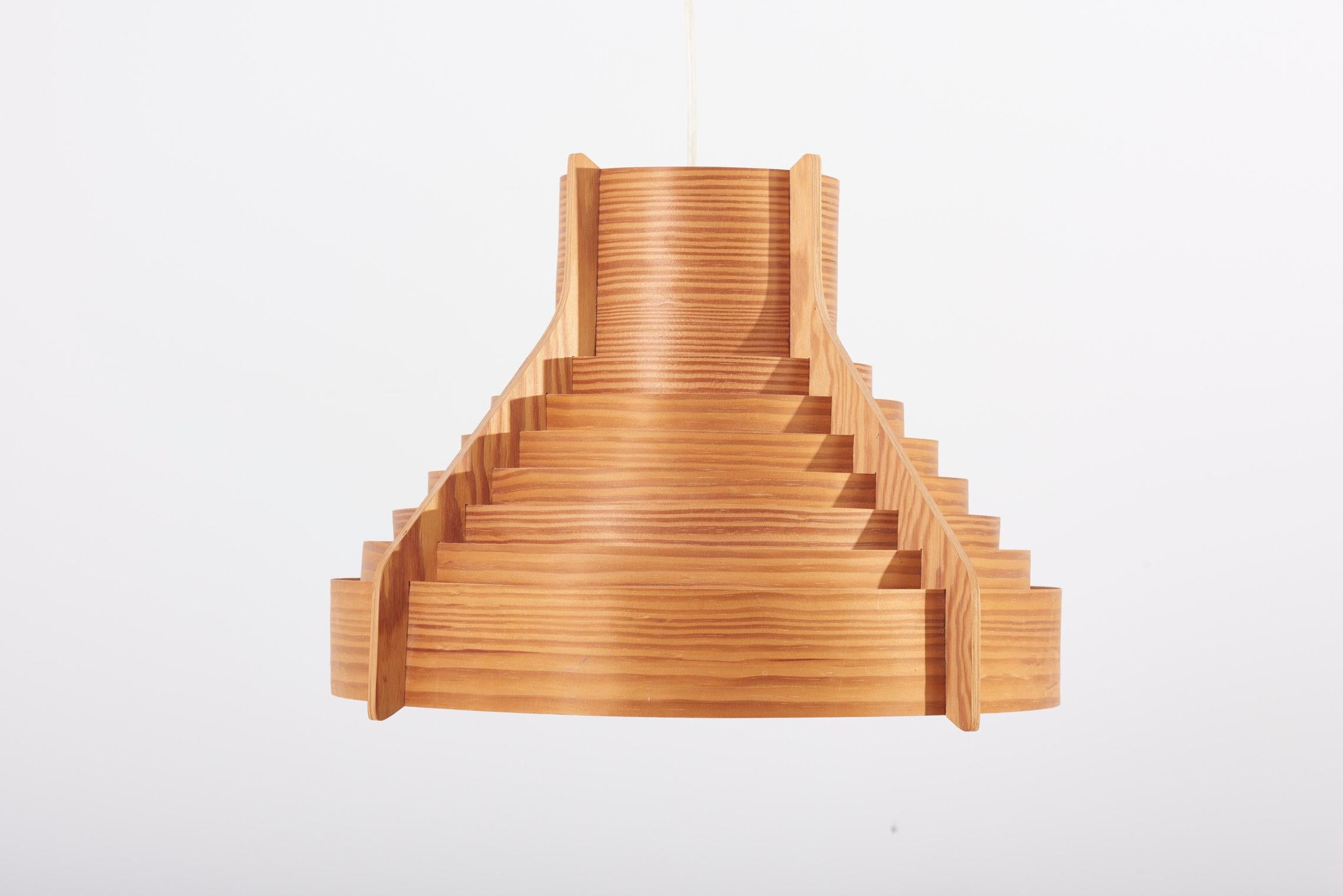 Huge Wooden Pendant Lamp by Hans-Agne Jakobsson for AB Ellysett Markaryd, Sweden 3