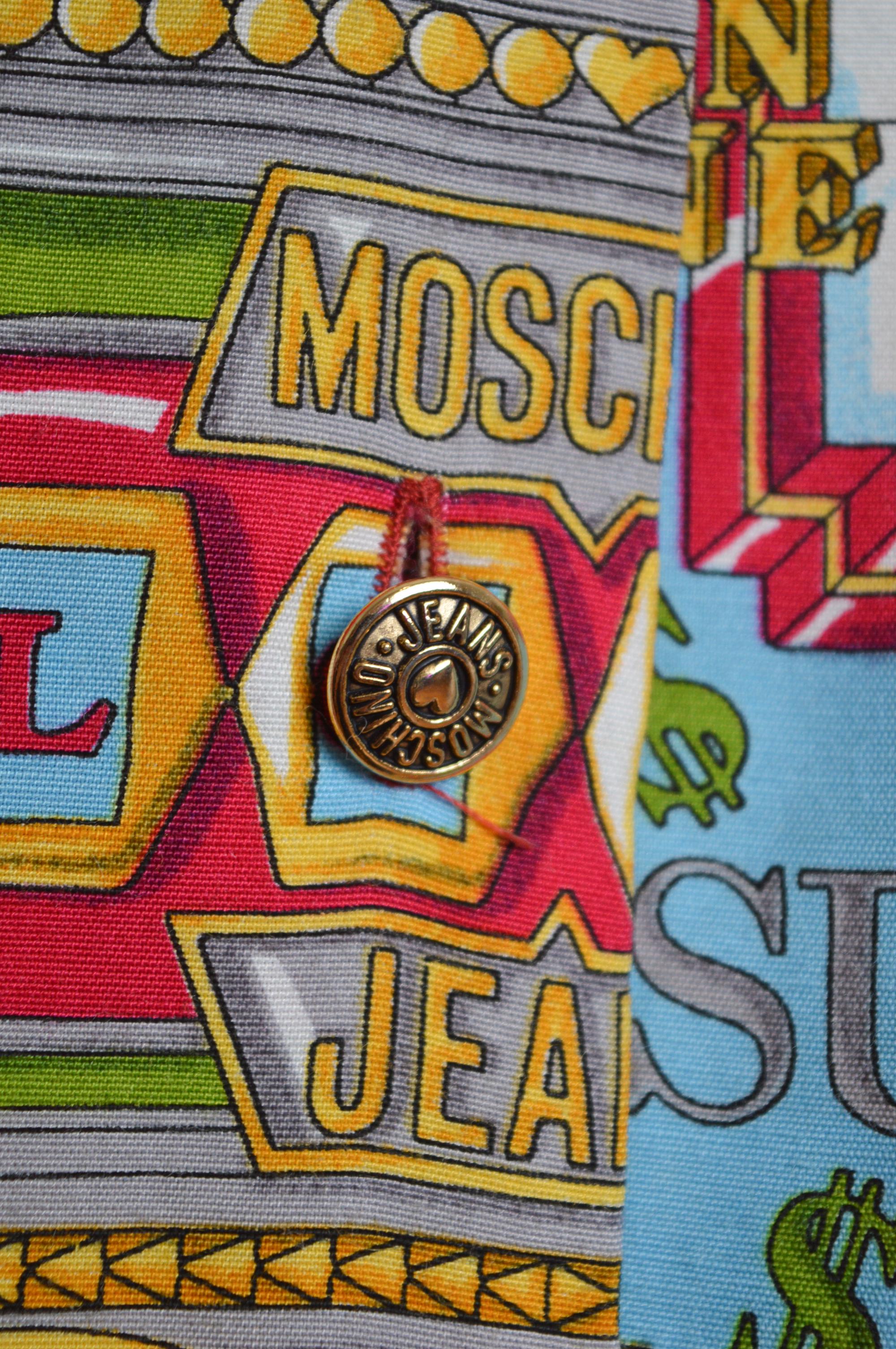 Enorme camicia XXL Moschino Casino 1990s Slot Machine Loud Colourful Red pattern in vendita 8