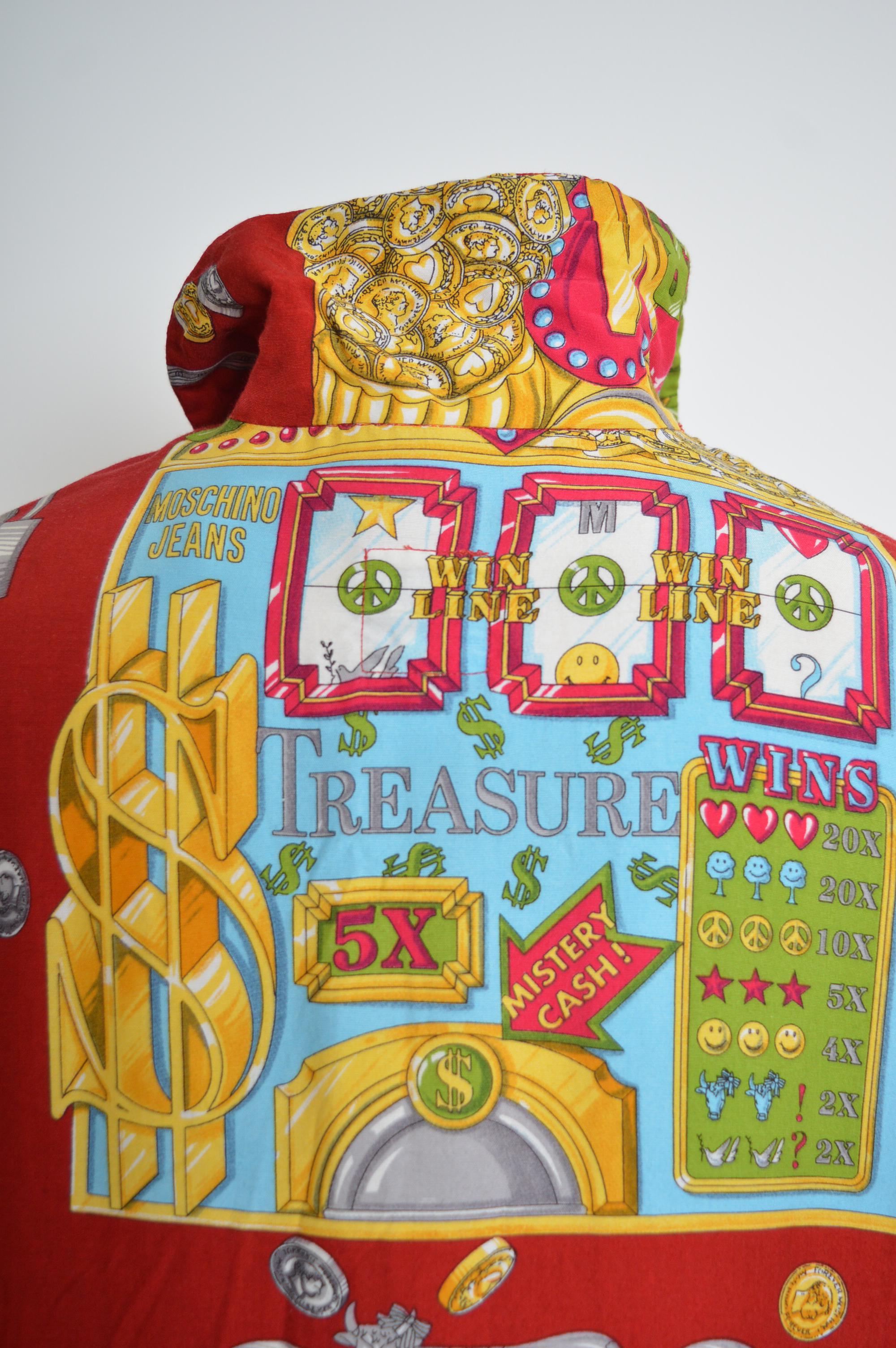 Enorme camicia XXL Moschino Casino 1990s Slot Machine Loud Colourful Red pattern in vendita 2