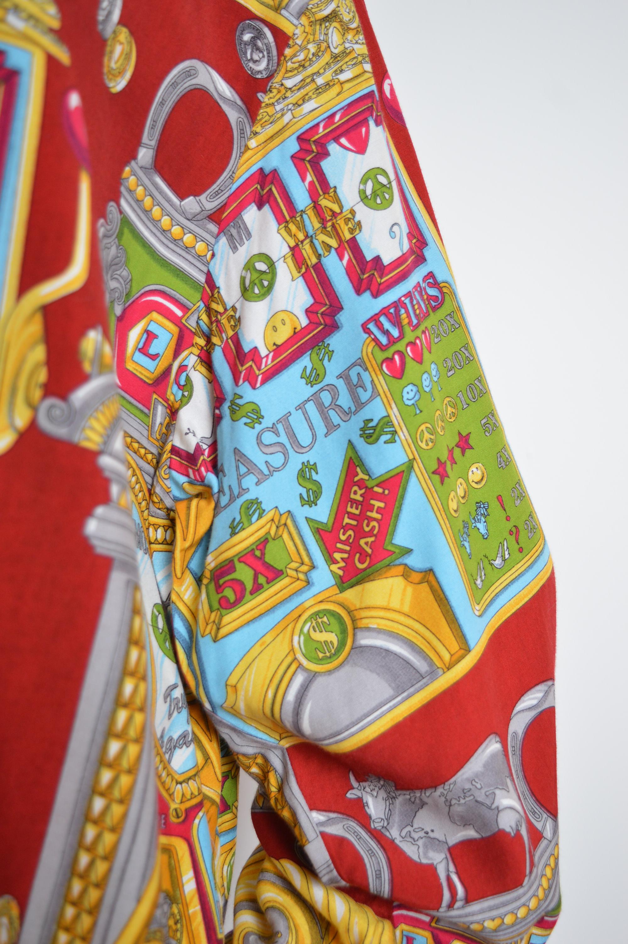 Enorme camicia XXL Moschino Casino 1990s Slot Machine Loud Colourful Red pattern in vendita 4