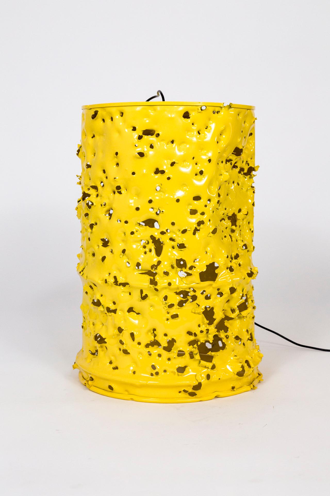 Powder-Coated Huge Yellow Bullet Hole Can Lamp by Charles Linder