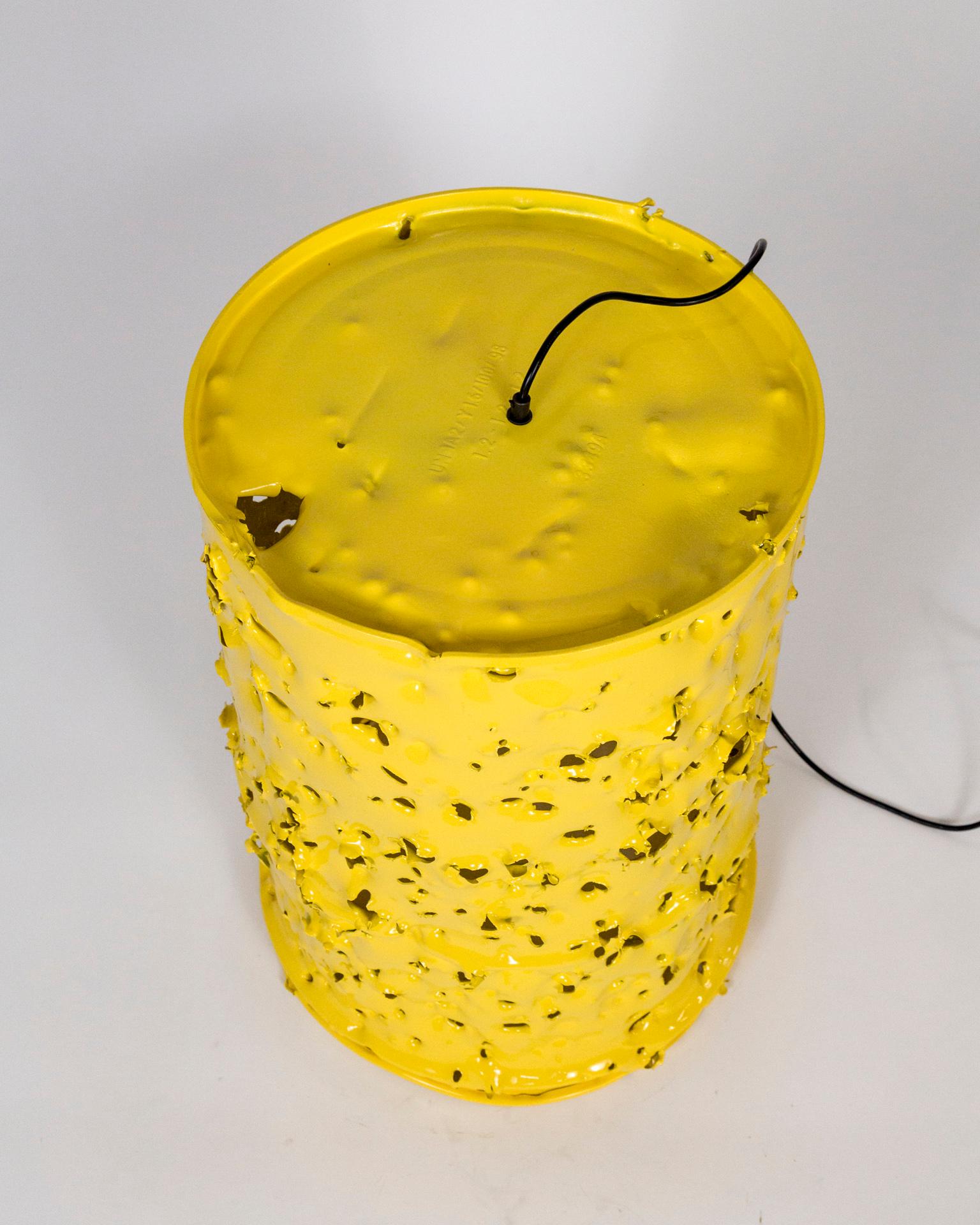 Metal Huge Yellow Bullet Hole Can Lamp by Charles Linder