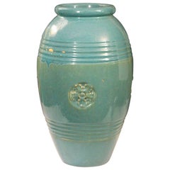 Vintage Huge Zanesville Art Deco Urn Pottery Arts & Crafts Oil Jar Floor Garden Vase