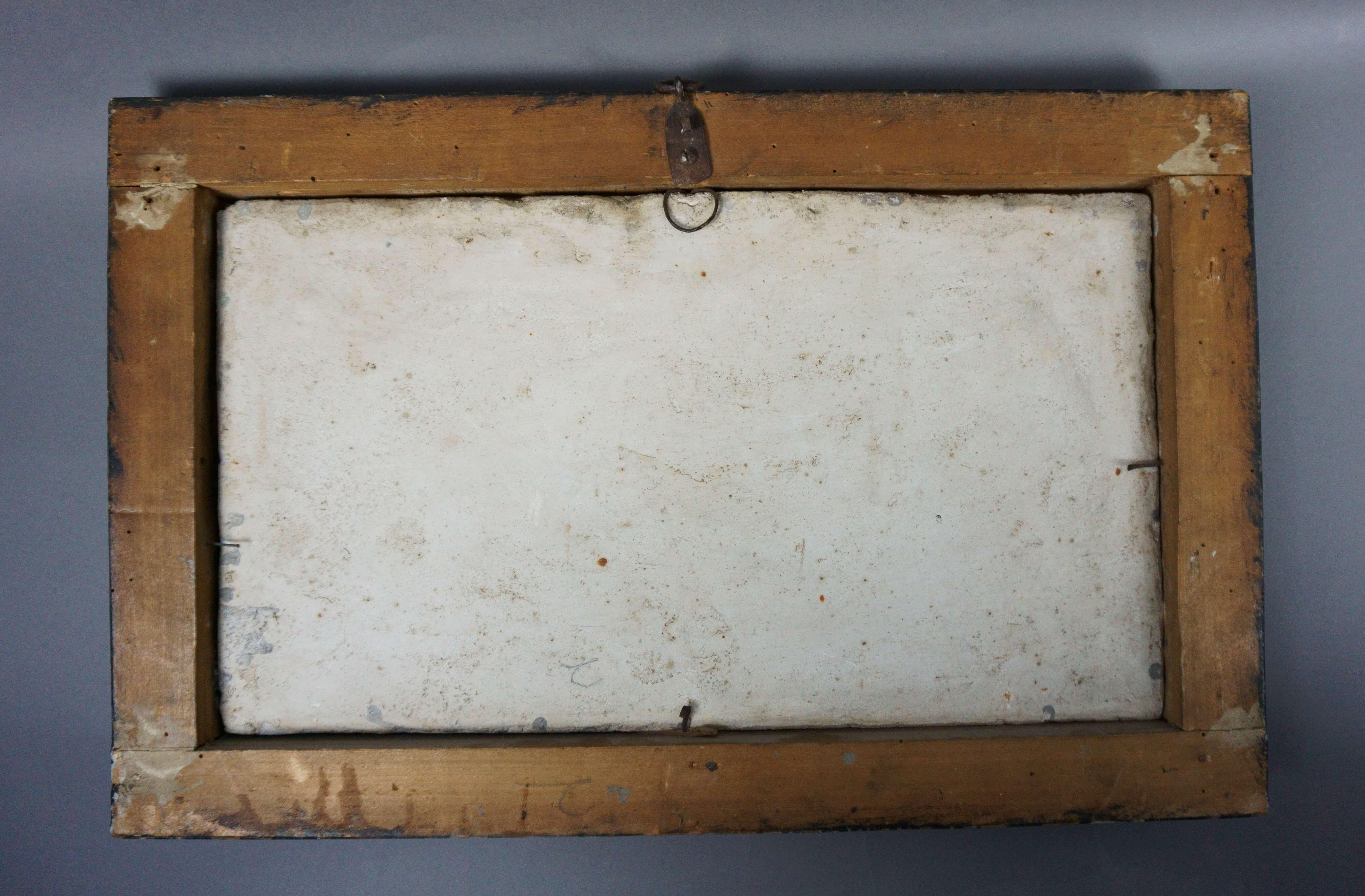 Pair of Views on Scagliola Panels in Original 18th Century Frame For Sale 6