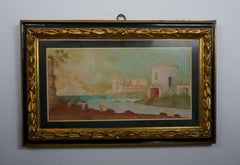 Pair of Views on Scagliola Panels in Original 18th Century Frame