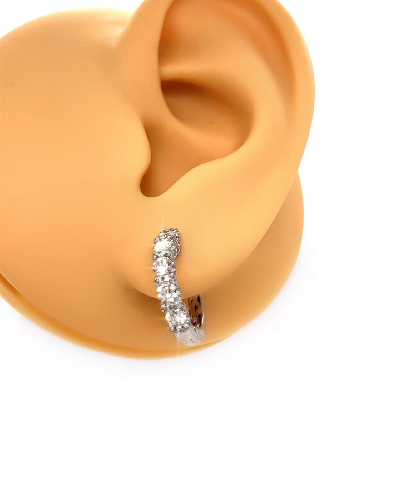 Round Cut Huggie Diamond Earrings with Pave Diamonds in Shared Prong Mounting