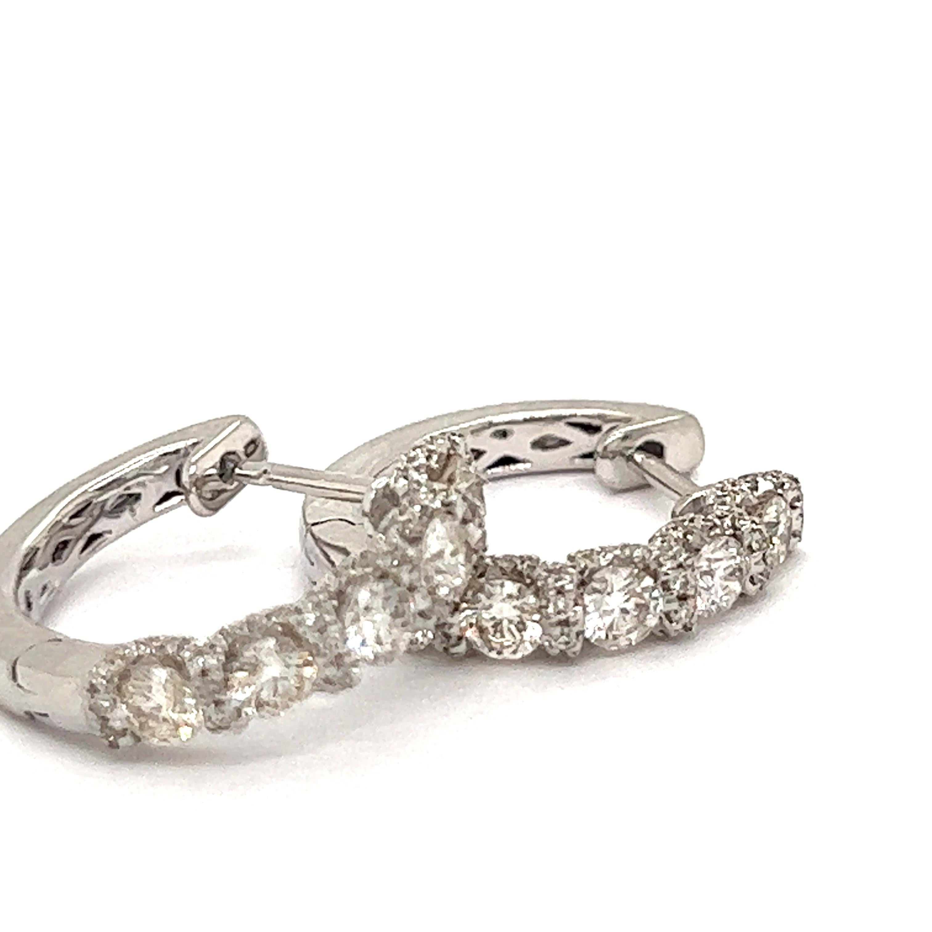 Huggie Diamond Earrings with Pave Diamonds in Shared Prong Mounting In New Condition In Derby, NY
