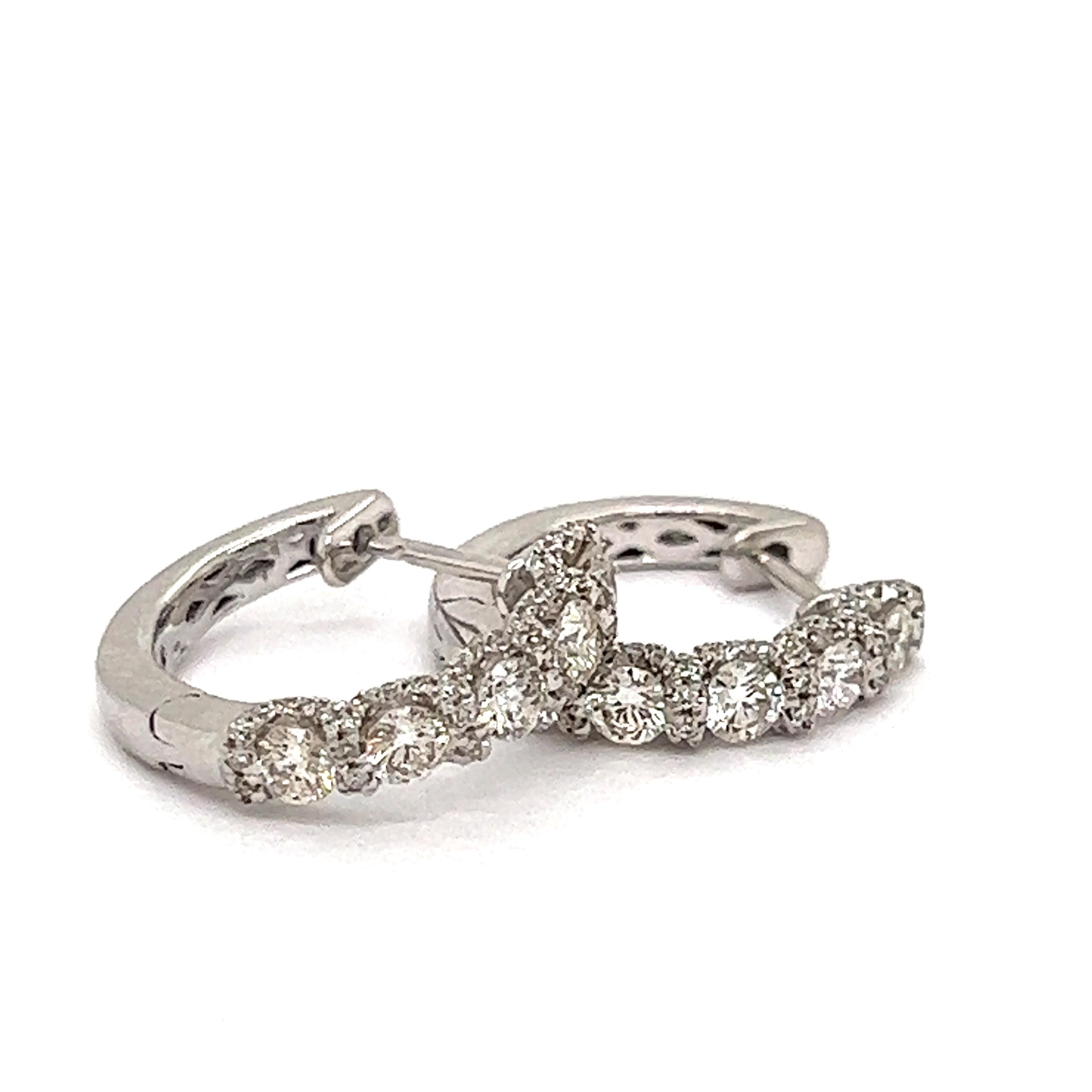 Huggie Diamond Earrings with Pave Diamonds in Shared Prong Mounting 3