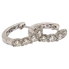 Huggie Diamond Earrings with Pave Diamonds in Shared Prong Mounting