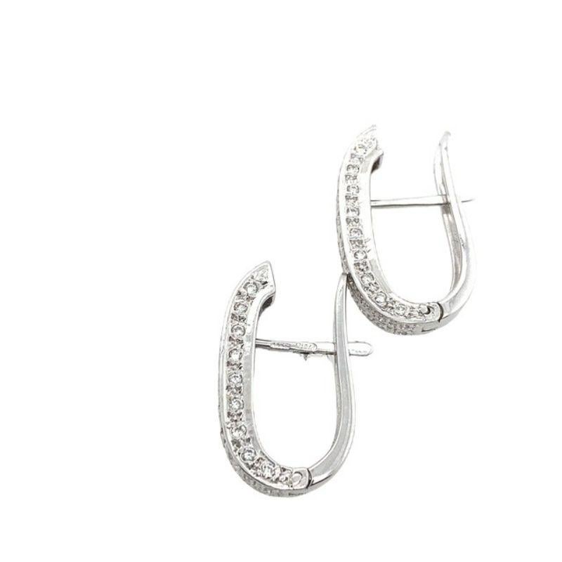 Round Cut Huggie Earrings Set with 0.80ct of Diamonds in 18ct White Gold For Sale
