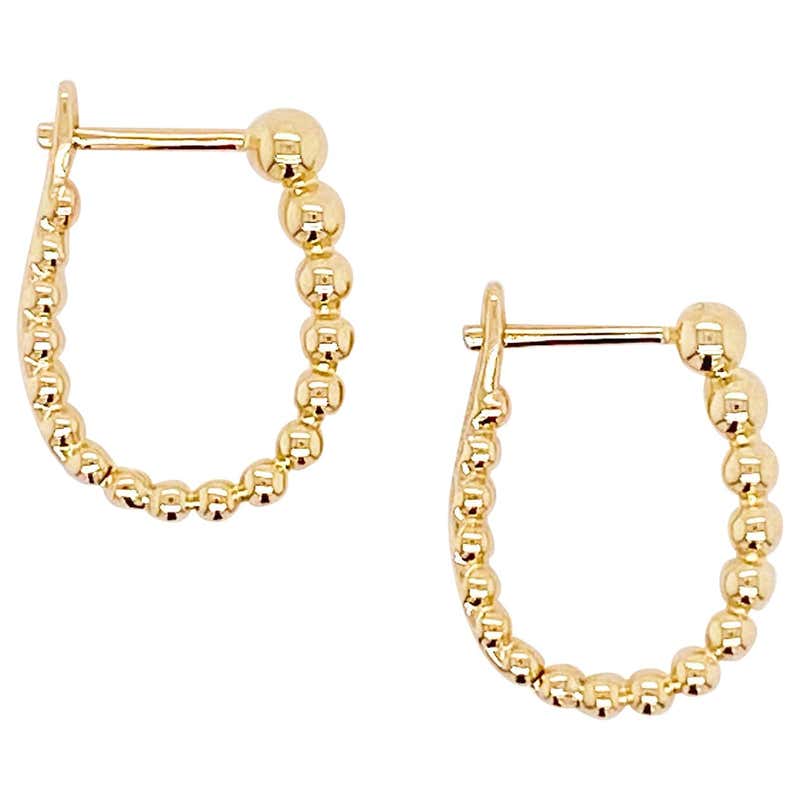 Huggie Hoop Earrings 14 Karat Gold Beaded Huggie Gabriel And Co huggie-hoop-earrings-14-karat-gold-beaded-huggie-gabriel-and-co