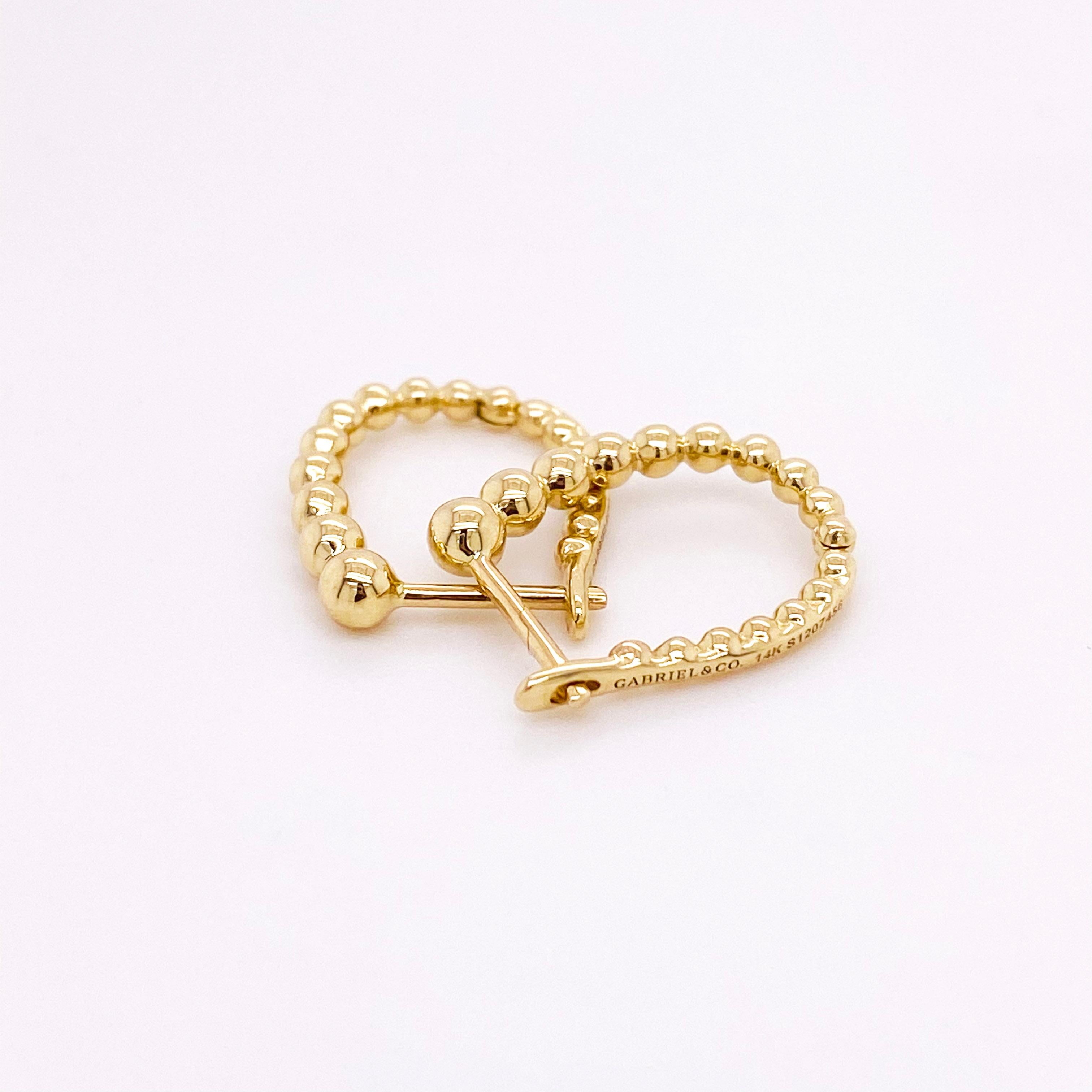 14k gold beaded hoop earrings