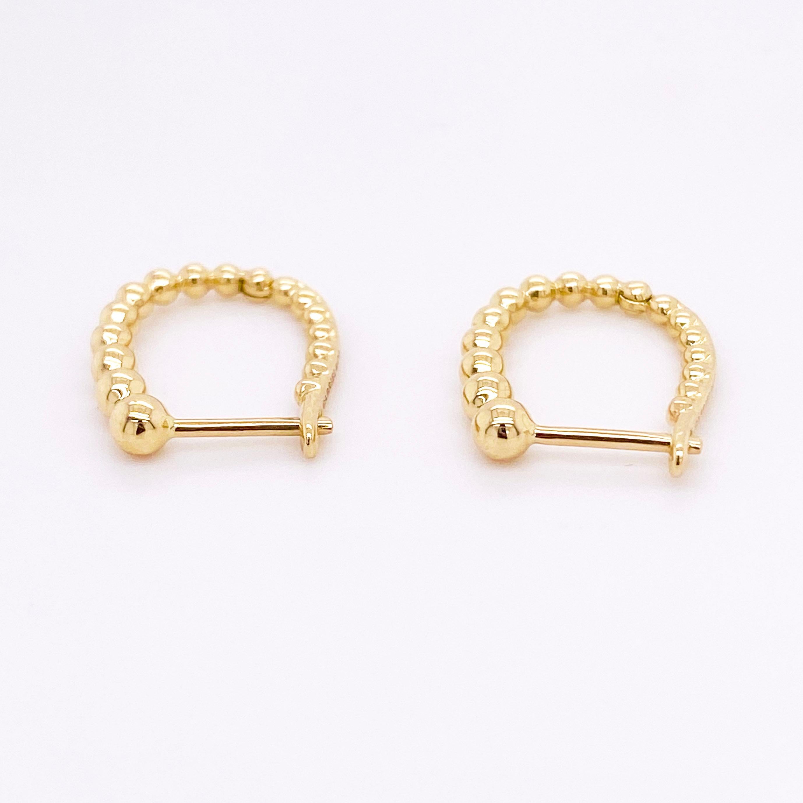 Modern Huggie Hoop Earrings, 14 Karat Gold Beaded Huggie, Gabriel & Co. EG13988Y4JJJ For Sale