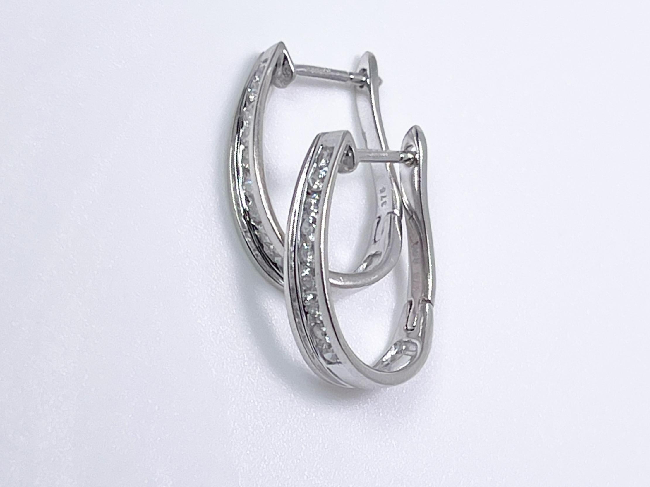 Modern Huggies Diamond Earrings 9kt White Gold Elegant Diamond Earrings For Sale