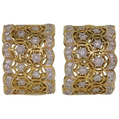 Vintage Huggies Diamond Gold Earrings