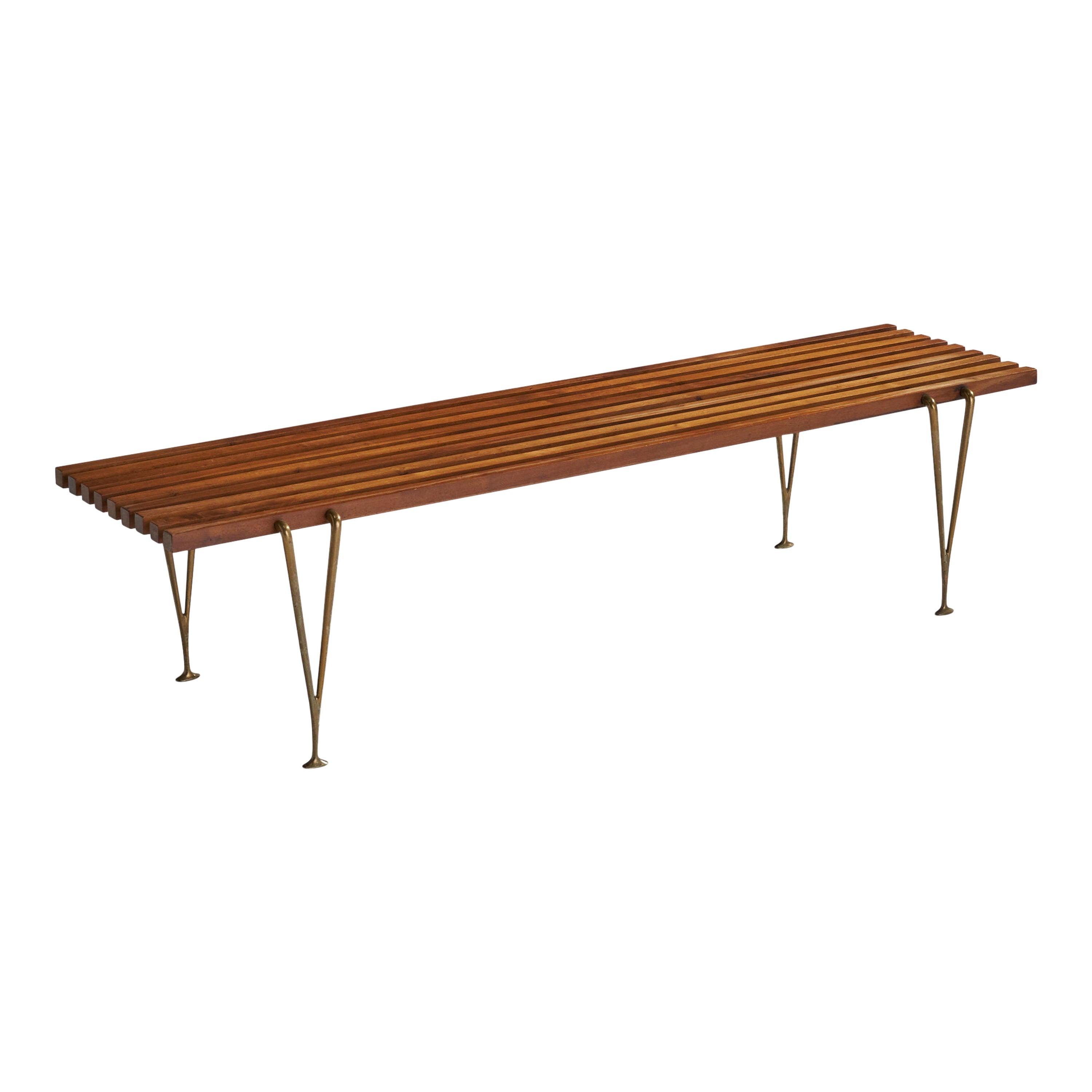Hugh Acton, Bench, Brass, Walnut, USA, 1955 For Sale