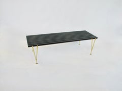 Hugh Acton black slatted cocktail table or bench on brass legs