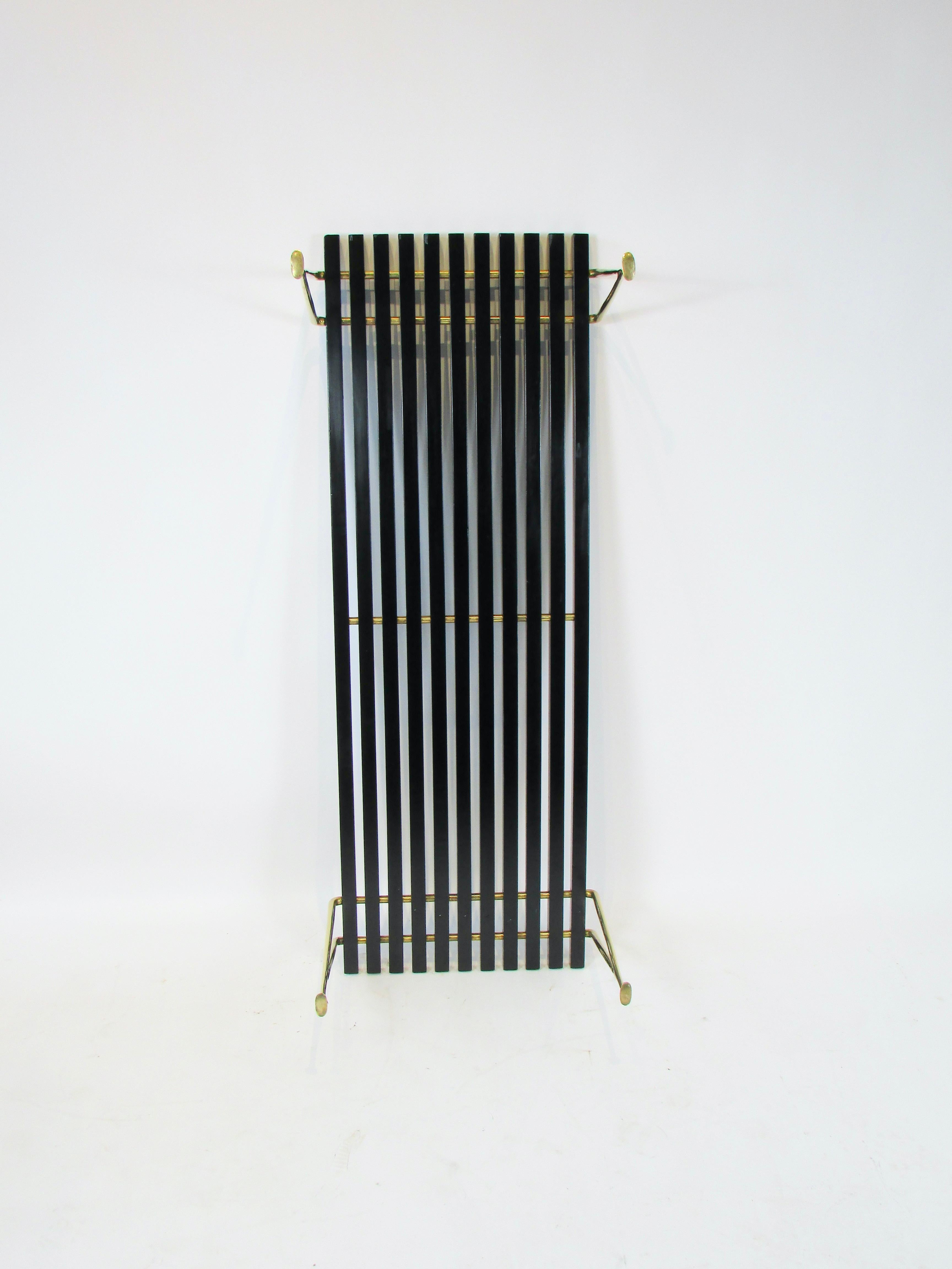 Hugh Acton black slatted cocktail table or bench on brass legs  For Sale 1
