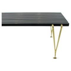 Hugh Acton black slatted cocktail table or bench on brass legs 