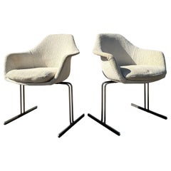 Hugh Acton chairs for Vecta in oatmeal tweed - a pair