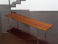 Hugh Acton Cherry Wood Suspended Beam Bench