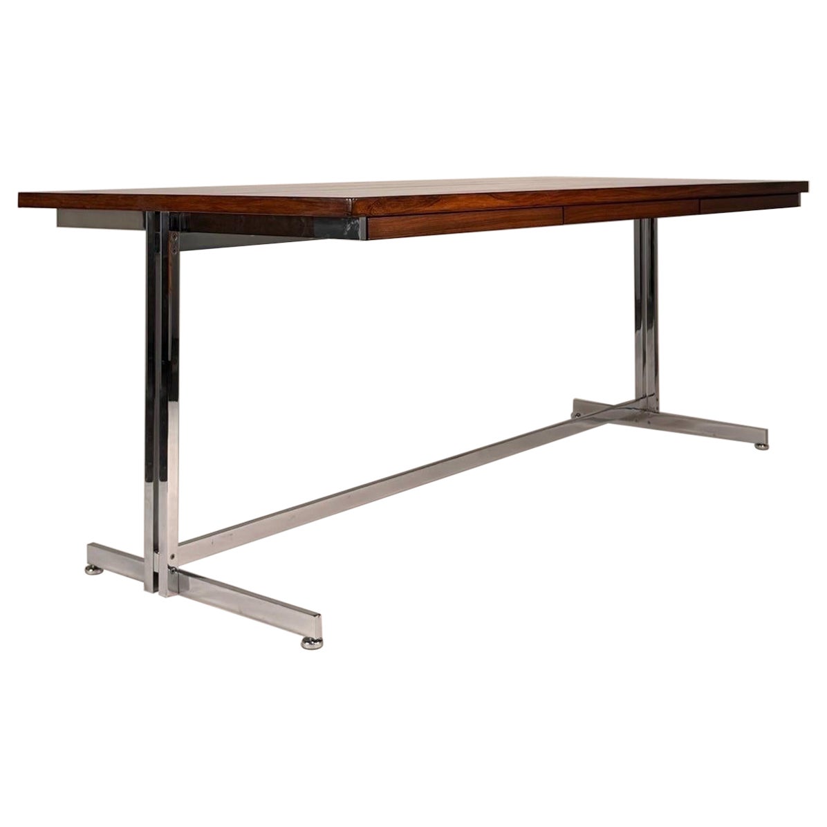 Hugh Acton Chrome and Rosewood Desk