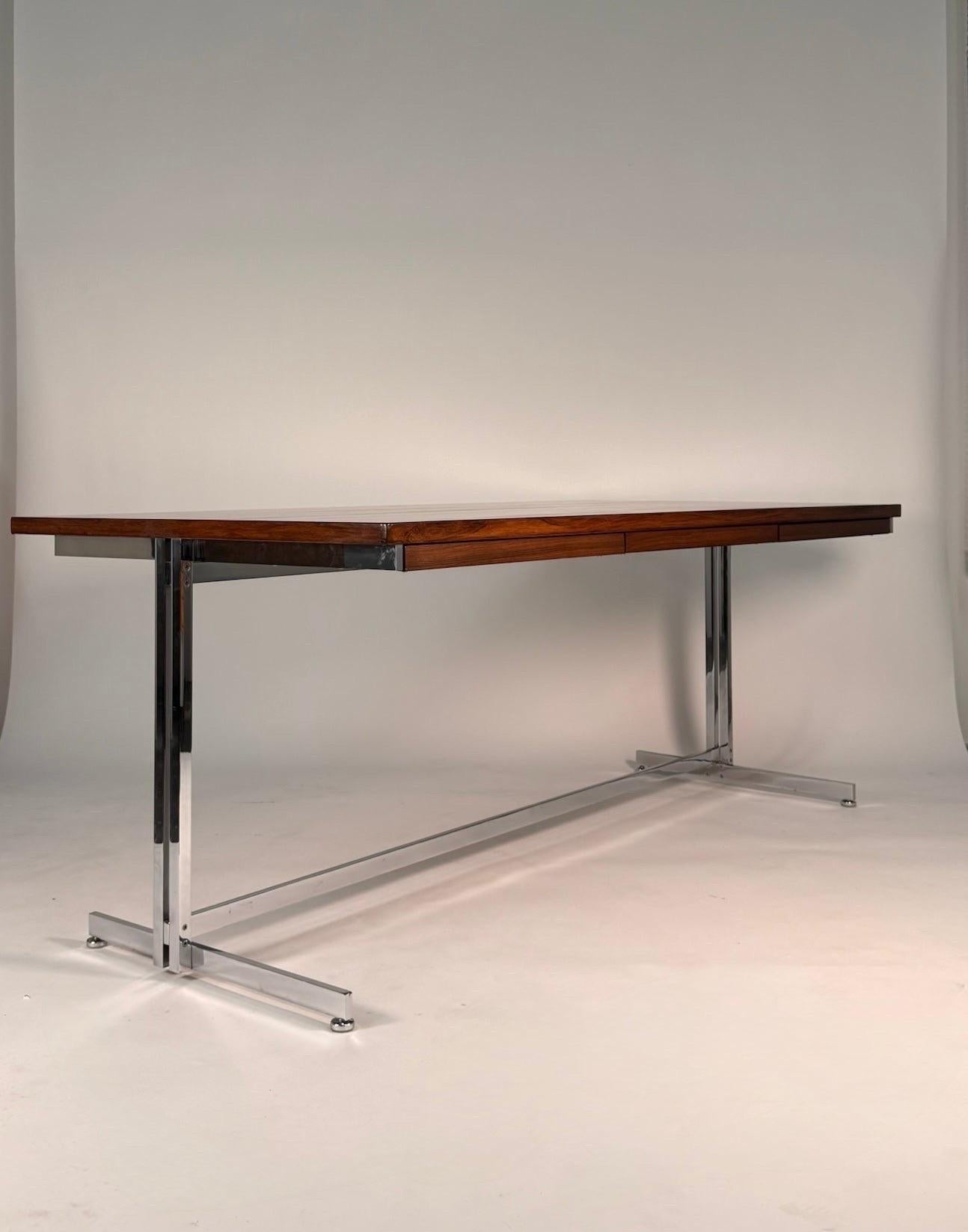 Hugh Acton Chrome and Rosewood Desk