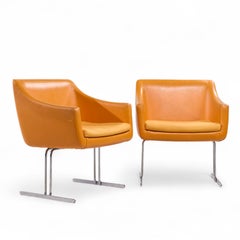 Hugh Acton for Vecta Mid Century Chrome Lounge Chairs - Pair