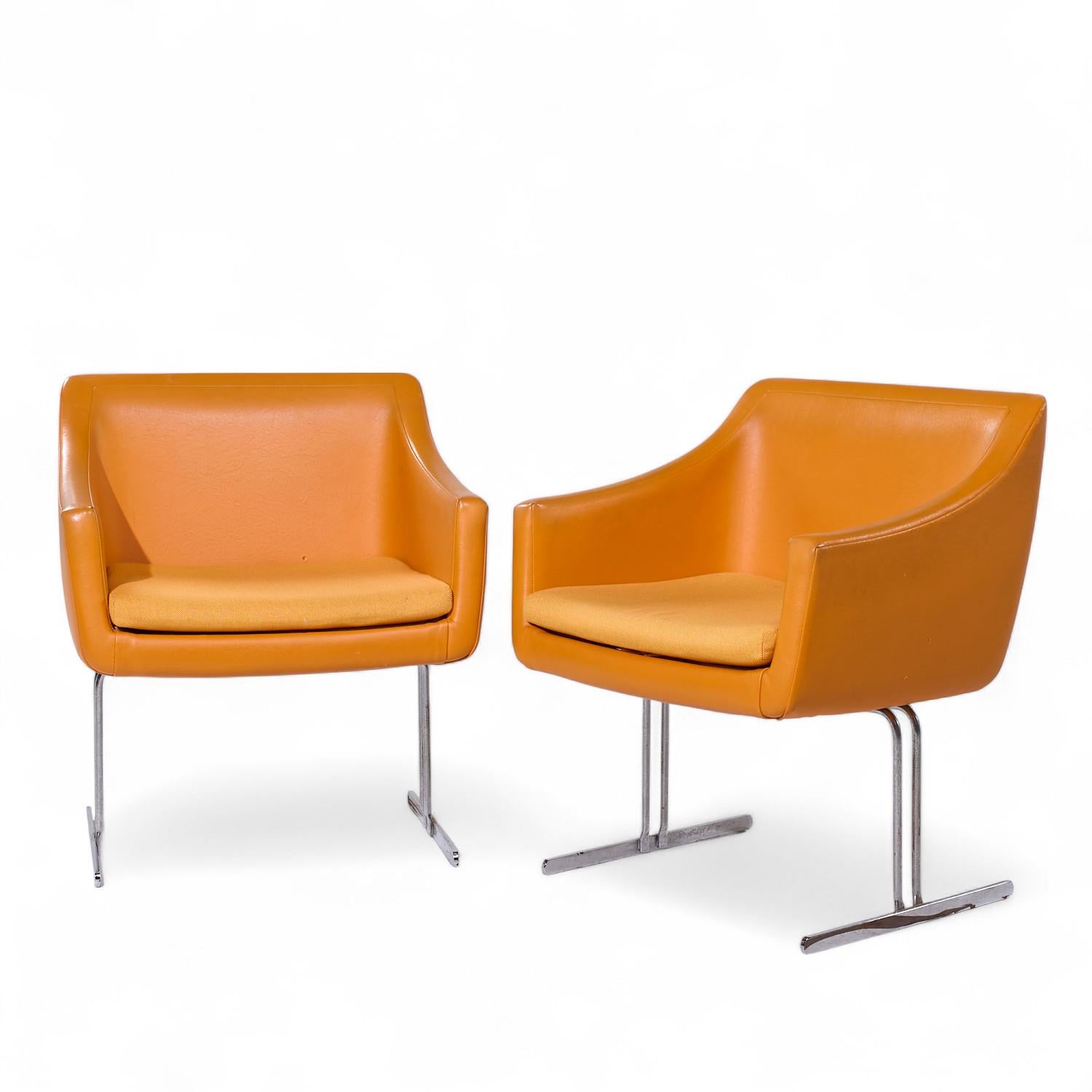 Mid-Century Modern Hugh Acton for Vecta Mid Century Chrome Lounge Chairs - Pair For Sale