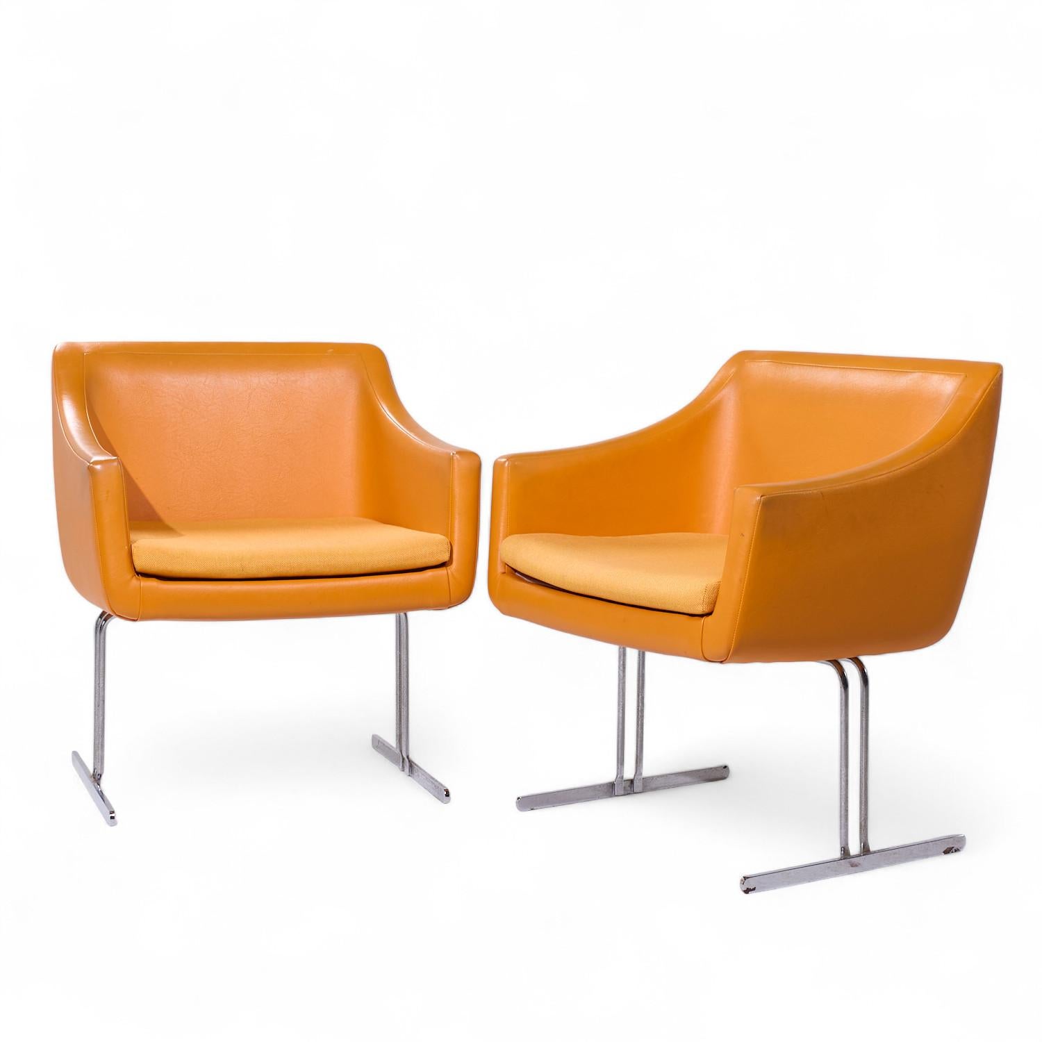 Mid-Century Modern Hugh Acton for Vecta Mid Century Chrome Lounge Chairs - Pair For Sale