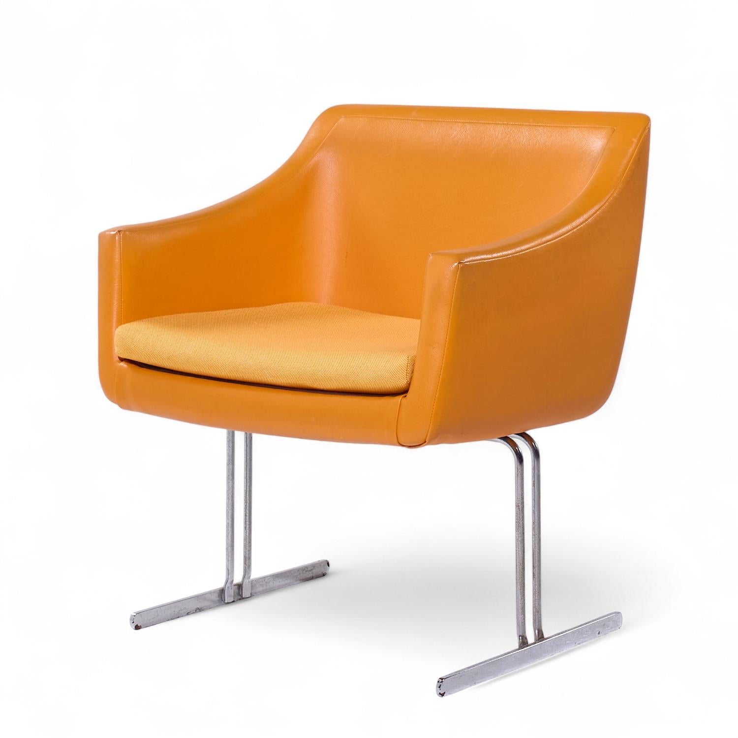 20th Century Hugh Acton for Vecta Mid Century Chrome Lounge Chairs - Pair For Sale