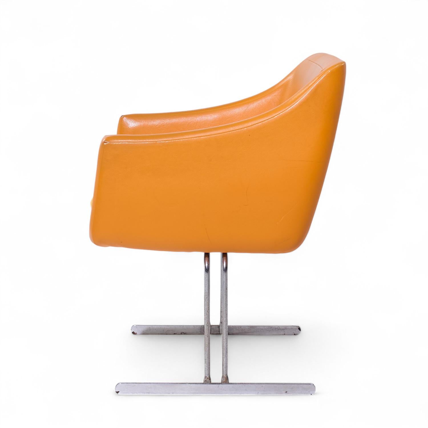 Upholstery Hugh Acton for Vecta Mid Century Chrome Lounge Chairs - Pair For Sale