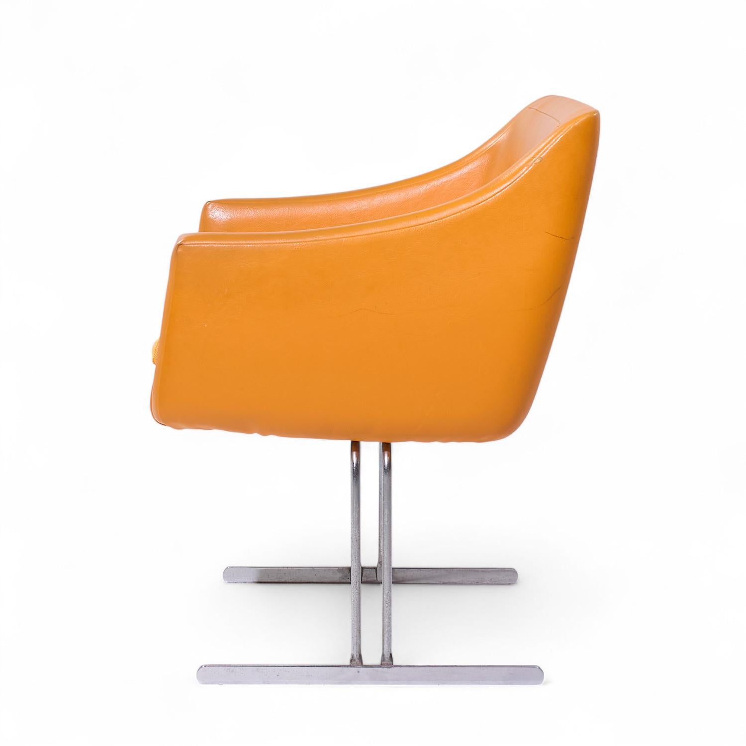 Upholstery Hugh Acton for Vecta Mid Century Chrome Lounge Chairs - Pair For Sale