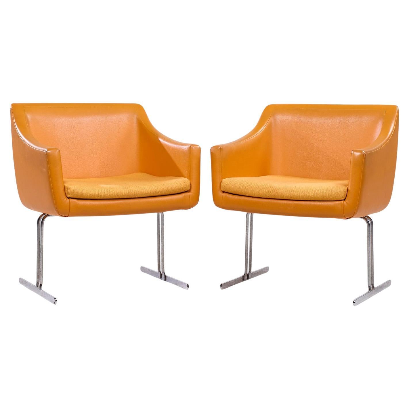 Hughes Acton for Vecta Mid Century Chrome Lounge Chairs - Pair en vente