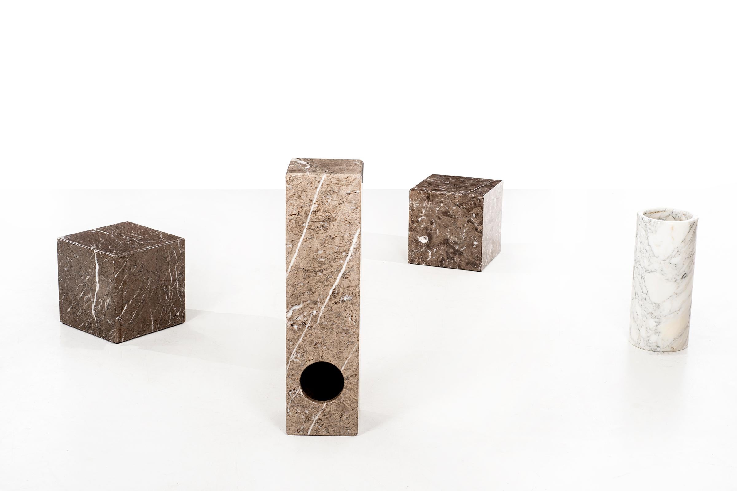 Hugh Acton Marble Cubed End Tables 1